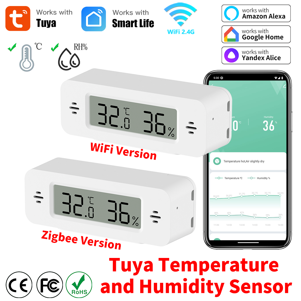 Digital Hygrometer Probe - Tuya WiFi/Zigbee Temperatur-Feuchtigkeitssensor Smart Home Automation